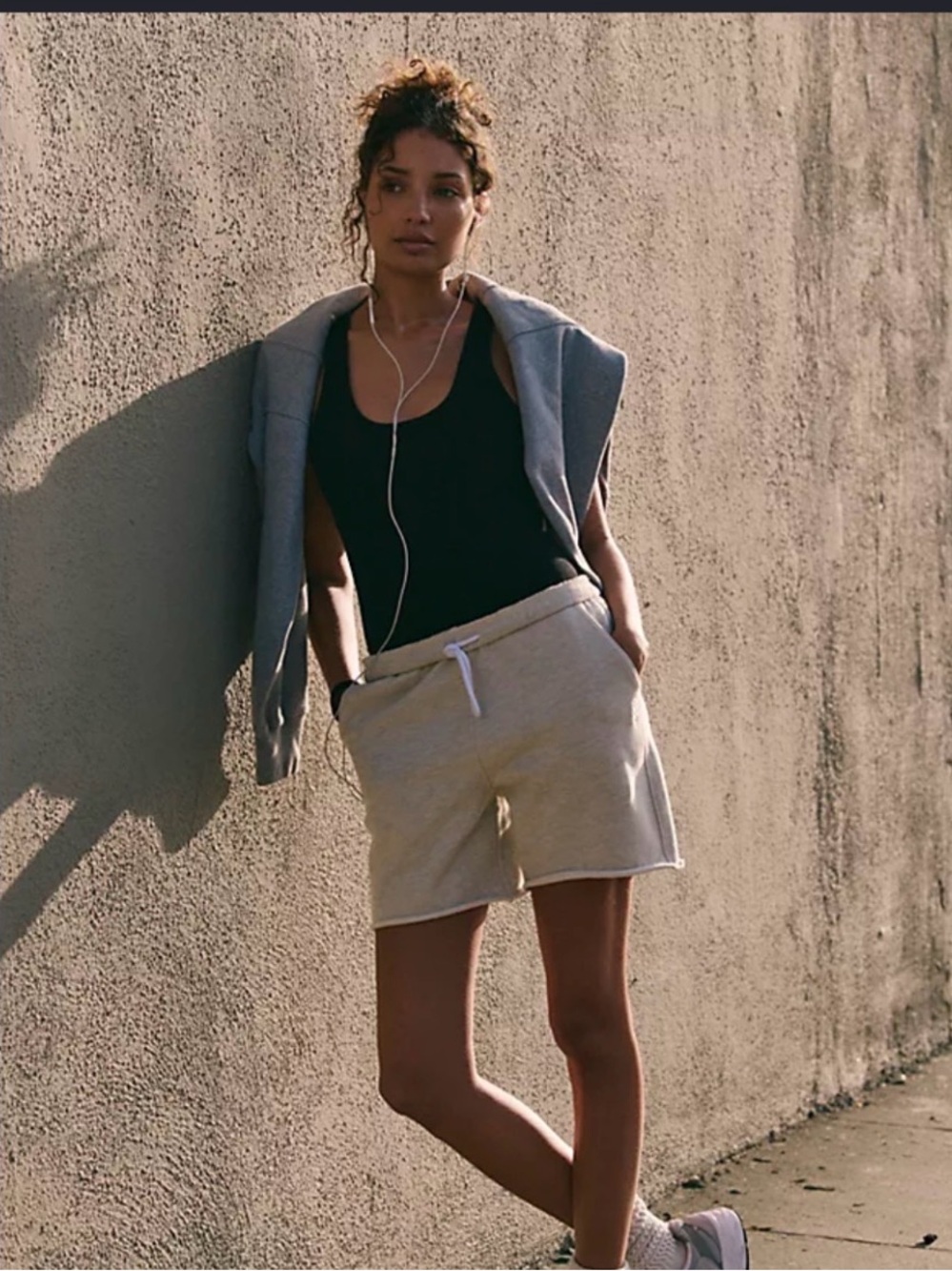 Free People Natural Cream Drawstring Athletic Shorts